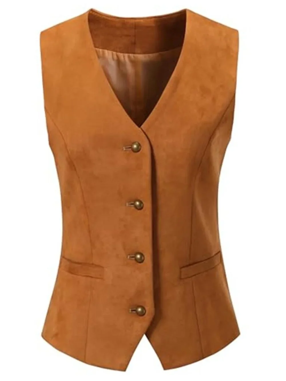 Women's Fully Lined 4 Button Dressy Suit Vest Waistcoat